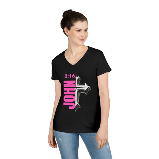 Faith-Inspired Ladies' V-Neck Tee - Personalized, Christian Apparel, Everyday Wear, Gift for Her, Casual Faith Outfit