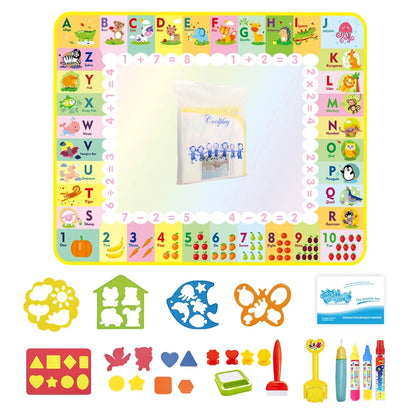 100x80CM Magic Water Drawing Mat Coloring Doodle With Reusable Magic Pens Montessori Painting Board Educational Toys Kids Gifts